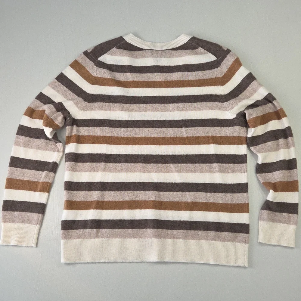 Charter Club Striped Cashmere V-Neck Sweater
